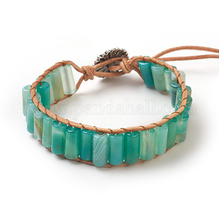 Natural Agate Cord Beaded Bracelets BJEW-E351-04C-1