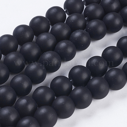 Chapelets de perle en pierre noire synthétique X-G-R345-10mm-38-1-1