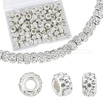 Sunnyclue 100 pièces perles européennes en strass en pâte polymère CPDL-SC0001-01-1