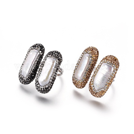 (vendita in fabbrica di feste di gioielli) anelli per dita regolabili con polsini in strass in argilla polimerica RJEW-K229-D-1