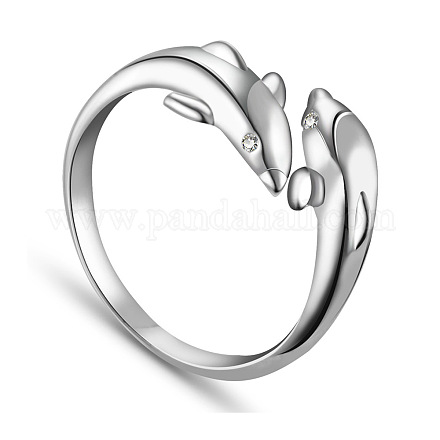 SHEGRACE Newest Vogue Design Dolphin 925 Sterling Silver Cuff Rings JR27A-1