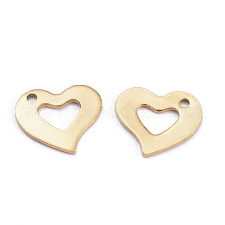 Ion Plating(IP) 304 Stainless Steel Open Heart Charms STAS-L159-02G-1