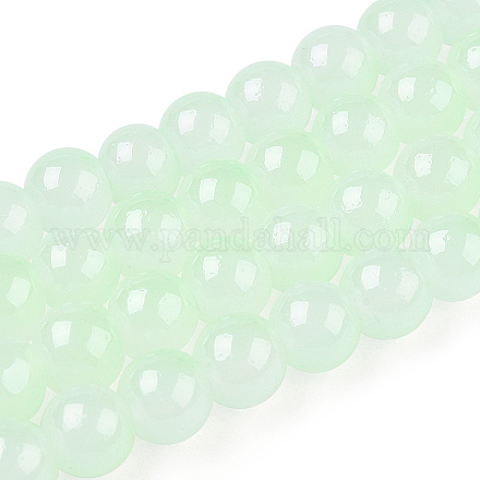 Backen gemalt Nachahmung Jade Glas runden Perle Stränge DGLA-N003-6mm-08-1-1