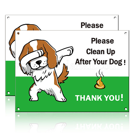 アルミ警告サイン  単語の長方形  犬の模様  25x18x0.08cm DIY-WH0220-012-1