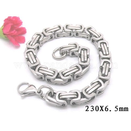 201 Stainless Steel Byzantine Chain Bracelets for Mens BJEW-V0345-02-1