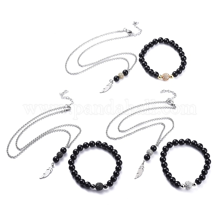 Anhänger Halsketten und Stretch Armbänder Sets SJEW-JS01071-1