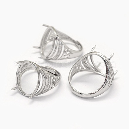 925 componentes de anillo de dedo de garra de diamante de imitación de plata esterlina STER-E061-43P-1