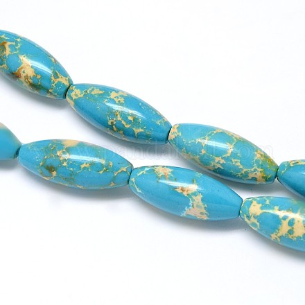 Rice Synthetic Turquoise Beads Strands G-N0140-12-10x25mm-1