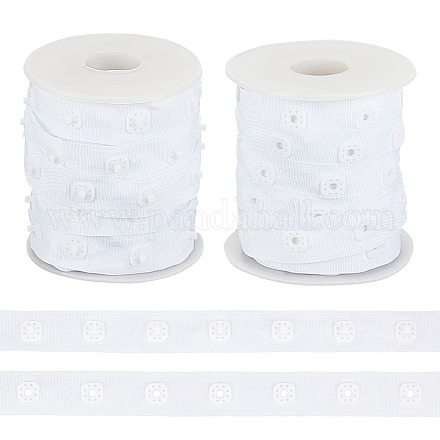 OLYCRAFT 10 Yards Sewing Snap Button Tape Trim 19mm Wide Press Square Button Tape White Polyester Button Tape Sewing Fastener Plastic Press Stud Ribbon Trim for Sewing Crafts Clothing Accessories DIY-OC0011-26B-1