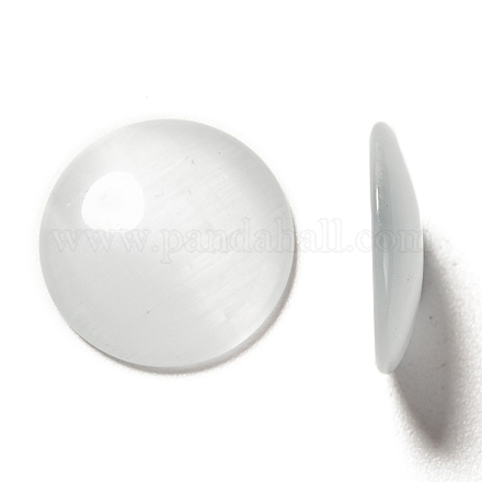 キャッツアイガラスカボション  半円/ドーム  ホワイト  直径約18mm  厚さ4.8mm CE072-18-1-1