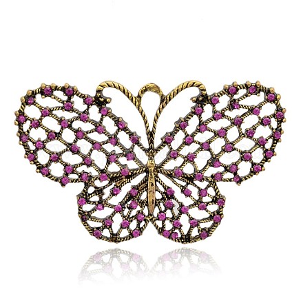 Farfalla filigrana d'oro antico placcato rhinestone della lega grandi ciondoli RB-J542-23AG-1