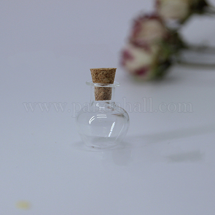 ランプワークのコルク瓶の飾り  空の願いのボトル  ペンダントデコレーション用のDIYバイアル  透明  1.7x2.2cm LAMP-PW0001-43H-1