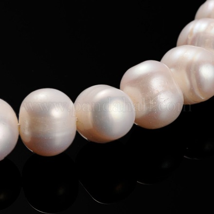 Natural Pearl Round Bead Strands PEAR-E004-08-1