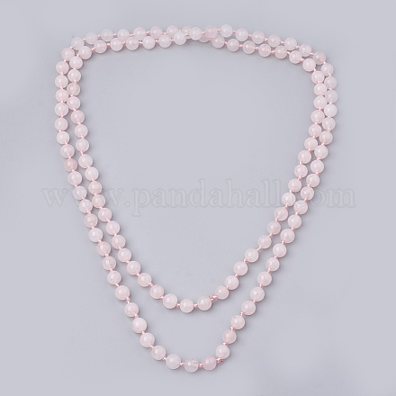 Cuarzo rosa natural con cuentas de múltiples cadenas collares NJEW-S408-12-1