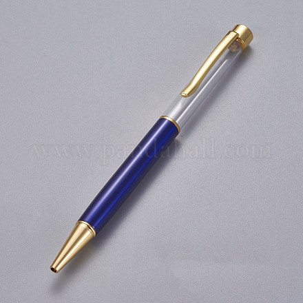 創造的な空のチューブボールペン  内側に黒のインクペンを詰め替えます  DIYキラキラエポキシ樹脂クリスタルボールペンハーバリウムペン作り用  ゴールドカラー  ダークブルー  140x10mm AJEW-L076-A25-1