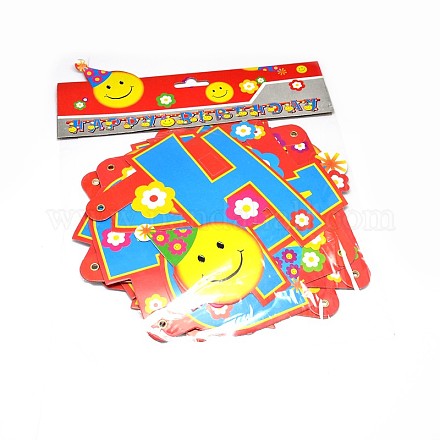 Happy Birthday Party Paper Letter Banners Party Decoration X-AJEW-A023-04D-1
