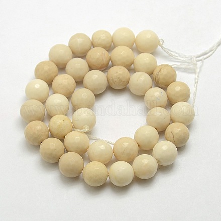 Pierres précieuses naturelles perles rondes de bois pétrifié brins G-O021-8mm-12-1