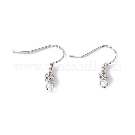Crochets de boucle d'oreille en perles rondes en laiton KK-G438-01P-1