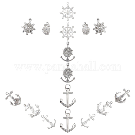 SUNNYCLUE 1 Box 16Pcs 8 Styles Anchor Charm Bulk Nautical Theme Stainless Steel Helm Pendants Metal Sailing Ocean Pendant for Jewelry Making Charms Bracelets Crafts Supplies STAS-SC0002-95-1