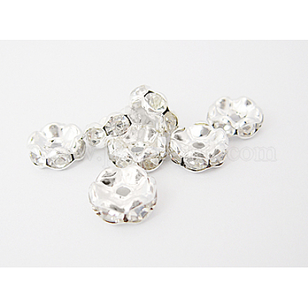 Abalorios de latón Diamante de imitación espaciador X-RB-A006-7MM-S-1