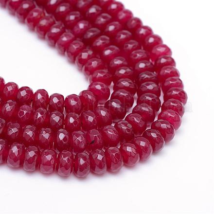 Faceted Rondelle Dyed Natural White Jade Bead Strands G-R343-4x6-07-1