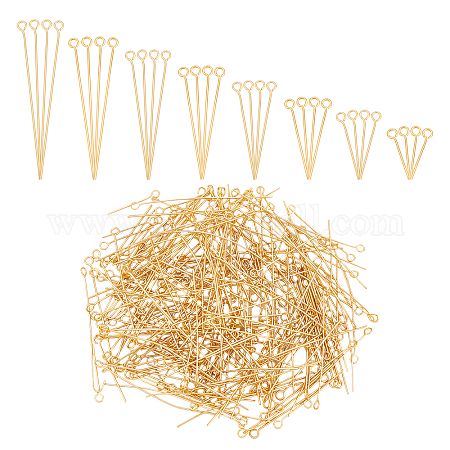 Wholesale DICOSMETIC 320Pcs 8 Sizes Golden Color Stainless Steel Bead Eye  Pins Ball Head Point Eye Pins Findings Open Eye Pin for Earring Bracelet  Pendant Jewelry Making，Hole：2mm 