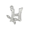 Brass Crystal Rhinestone Letter Links Connector Charms, Real Platinum Plated, Letter H, 16x13x4mm, Hole: 1.2mm and 1.5mm