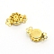 Brass Box Clasps, Multi-Strand Clasps, 3-Strands, 6-Holes, Flower, Golden, 9x15x5.5mm, Hole: 1.2mm