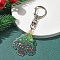 Christmas Theme Acrylic Pendant Decoration, Alloy Clasps Charms for Bag Key Ornaments, Christmas Tree, 96mm