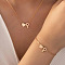 Heart Brass Pendant Necklaces & Charm Bracelets Sets, Golden, Letter P, 400mm
