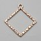 Alloy Open Back Bezel Pendants, for DIY UV Resin, Epoxy Resin, Rose Gold, Rhombus, 36x32x2mm, Hole: 2.8mm