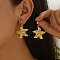 Minimalist Stainless Steel Dangle Stud Earrings, Golden, Starfish, 38x31mm