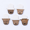 Resin & Walnut Wood Pendants, Hamsa Hand/Hand of Fatima/Hand of Miriam, Creamy White, 25x18.5x3mm, Hole: 2mm