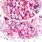 2 Bag Glass Round Beads Set, Colorful & Cracked Faceted Round, with Glass Seed Beads, for DIY Bracelet Jewelry Making, Pink, 1~10mm, 40g/bag
