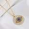 Brass Micro Pave Cubic Zirconia Pendants, Evil Eye, 470mm, Round with Evil Eye: 28mm
