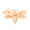 Brass Crystal Rhinestone 3D Bee Connector Charms, Etched Metal Embellishments, Light Gold, 34~34.5x51x6mm, Hole: 2mm