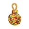 Polyester Pendants, Multicolor Woven Ball Charm, Red, 38.5~39x22.5~23mm, Hole: 4.5x8.5mm