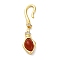 Brass S-Hook Clasps, with Natural Carnelian Beads, Snake, Real 18K Gold Plated, 36mm