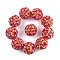 10Pcs Opaque Acrylic Beads, with Rhinestone, Round, FireBrick, 20x18.5mm, Hole: 2.8mm