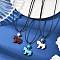 3Pcs 3 Styles Dyed Synthetic Turquoise Horse Pendant Black Waxed Cord Necklaces, Platinum, Mixed Color, 17.91 inch(45.5cm), 1pc/style