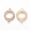 Alloy Rhinestone Links connectors, Ring, Light Gold, 23x17x2.5mm, Hole: 1mm