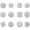 Alloy Safety Brooches, with Rhinestone and Iron Pin, Flower, Crystal, Silver, 31~38mm, 12pcs/set