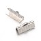 304 Stainless Steel Ribbon Crimp Ends, Stainless Steel Color, 6.5x15x7mm, Hole: 1x2.5mm