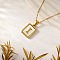 Rectangle 304 Stainless Steel Pave Natural White Shell Initial Pendant Necklaces for Women, Real 18K Gold Plated, Letter I, 15.75 inch(40cm)