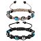 Braided Bead Bracelets, with Waxed Polyester Cord, Tiger Eye, Black Obsidian, Light Sky Blue, Inner Diameter: 2-3/8 inch(6cm)