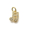 Brass Micro Pave Cubic Zirconia Charms, Musical Note Charms, Lead Free & Cadmium Free, Long-Lasting Plated, Rack Plating, with Jump Ring, Real 18K Gold Plated, 10.5x8x1.5mm, Hole: 3mm
