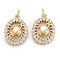 Brass Micro Pave Clear Cubic Zirconia Pendants, Long-Lasting Plated, Oval with Planet, Real 18K Gold Plated, 18x12.5x3mm, Hole: 3.6mm