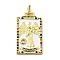 Brass Micro Pave Cubic Zirconia Pendants with Enamel, Tarot, WhiteSmoke, 39x22.5x3mm, Hole: 5x3mm