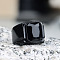 Alloy with Glass Finger Rings for Men, Black, Rectangle, Black, US Size 7(17.3mm)