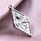 Anti-Tarnish 304 Stainless Steel Pendants, Rhombus with Sun & Moon & Star Charm, Stainless Steel Color, 26x14mm
